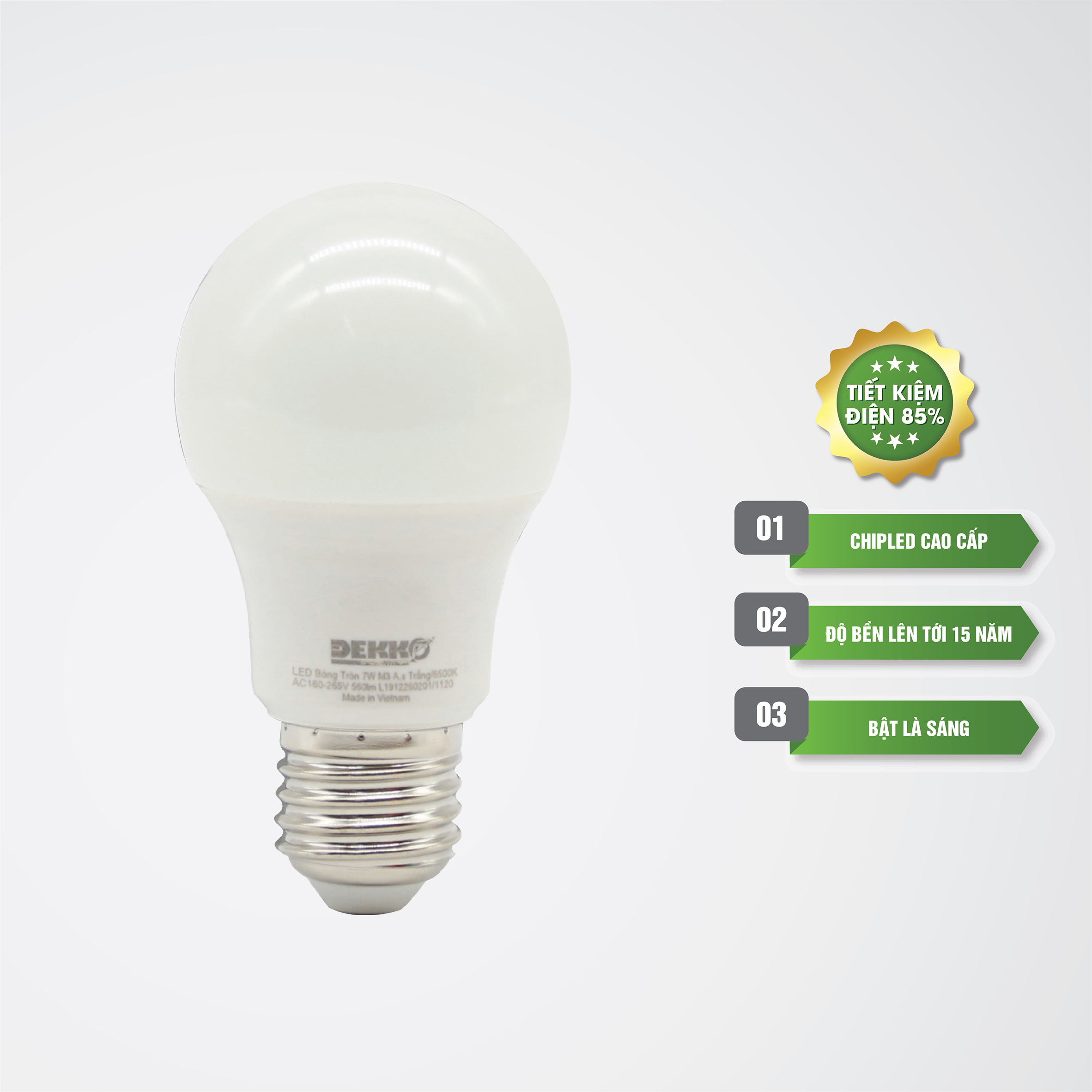 BÓNG ĐÈN LED TRÒN 2203 DEKKO 12W SIÊU TIẾT KIỆM ĐIỆN - ĐỘ BỀN LÊN TỚI 15 NĂM