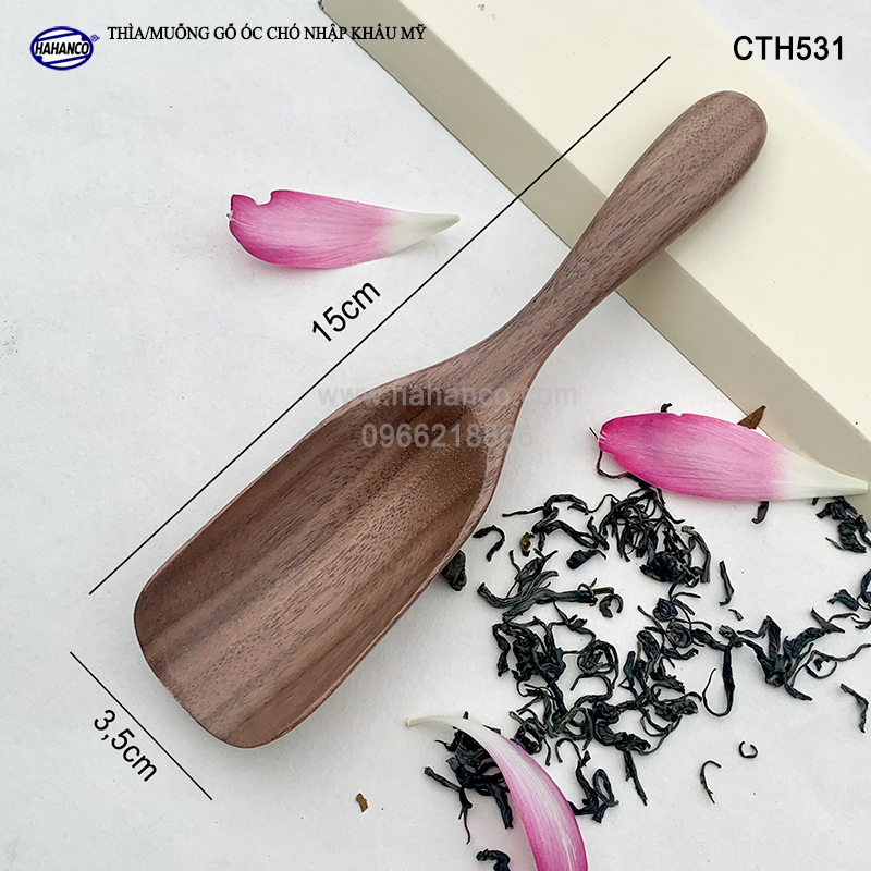 Thìa/Muỗng xúc trà gỗ Óc Chó (15cm) CTH531 - Dùng xúc cafe, xúc gia vị, ăn uống sạch, decor trang trí