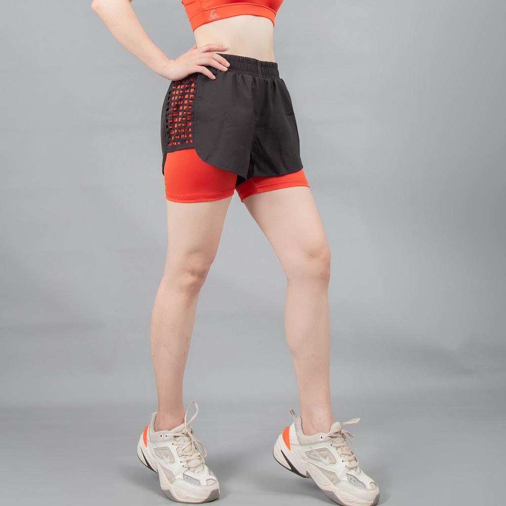 Quần short thể thao Boxer Laser 2 lớp cho Nữ, đồ tập gym, aerobic, thể dục