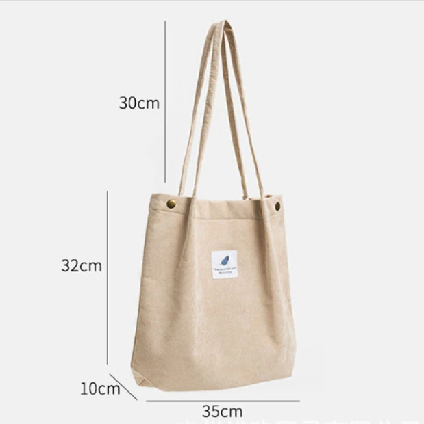 Túi Tote Vải Canvas Nút Bấm Phong Cách Hàn Quốc