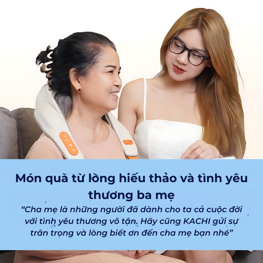 Máy massage cổ vay gáy 4D Kachi MK395 mô phỏng bàn tay người, chạy pin không dây tiện lợi - hàng chính hãng