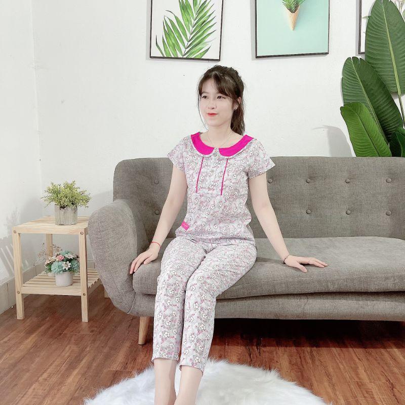Set đồ bộ cao cấp cổ sen phối lụa sang đẹp