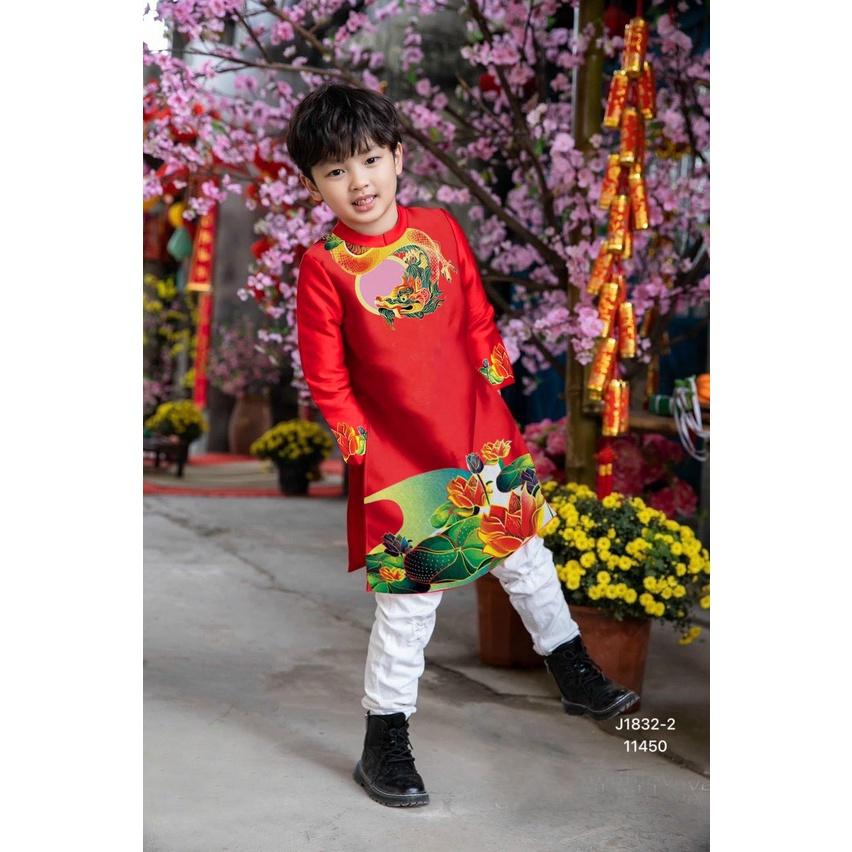 Áo dài cách tân hình rồng hoa Sen