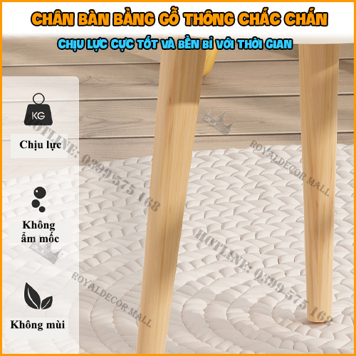 Bàn trà sofa tròn, bàn tròn cafe, decor chân gỗ sồi tự nhiên, bàn trả nhỏ gấp gọn-RoyaldecorHN