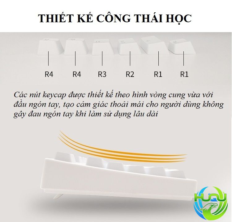 keycap, nút phím cho bàn phím cơ Huqu PBT140- Thiết kế công thái học