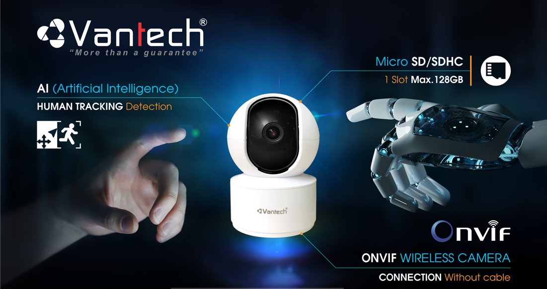 Vantech Camera Onvif Wifi Pan/Tilt Robot 4.0MP AI-V2010C - Hàng chính hãng