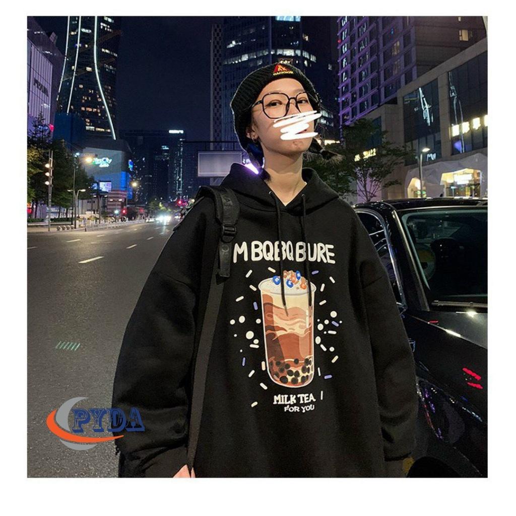 Áo hoodie nỉ ngoại nam nữ logo in trà sữa sán phẩm được may từ chất nỉ ngoại mềm mịn,thoáng mát freesize từkg