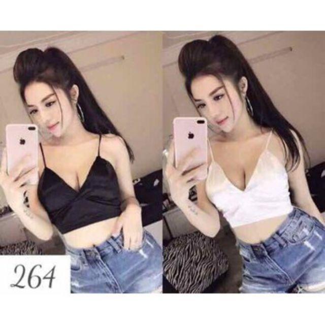 (A 264)áo croptop satin sexy cá tính nhất