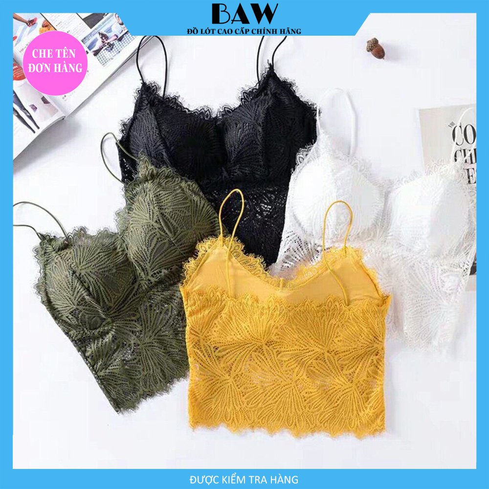 Áo Lót Bra Dây Chất Liệu Ren Hoa Lá Siêu Hót Sang Chảnh Cho Mùa Hè Thương Hiệu Baw Mã An19 - Đen - One Size
