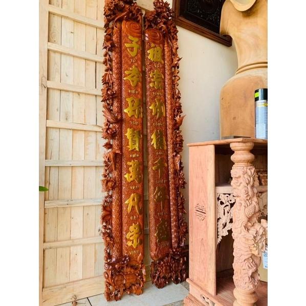 Bộ cuốn thư câu đối gỗ gụ
