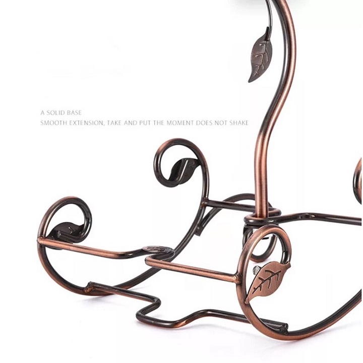 Giá Treo Ly và Kệ Để Rượu Vang Decor Màu Đồng Loại 6 Ly Cao Cấp