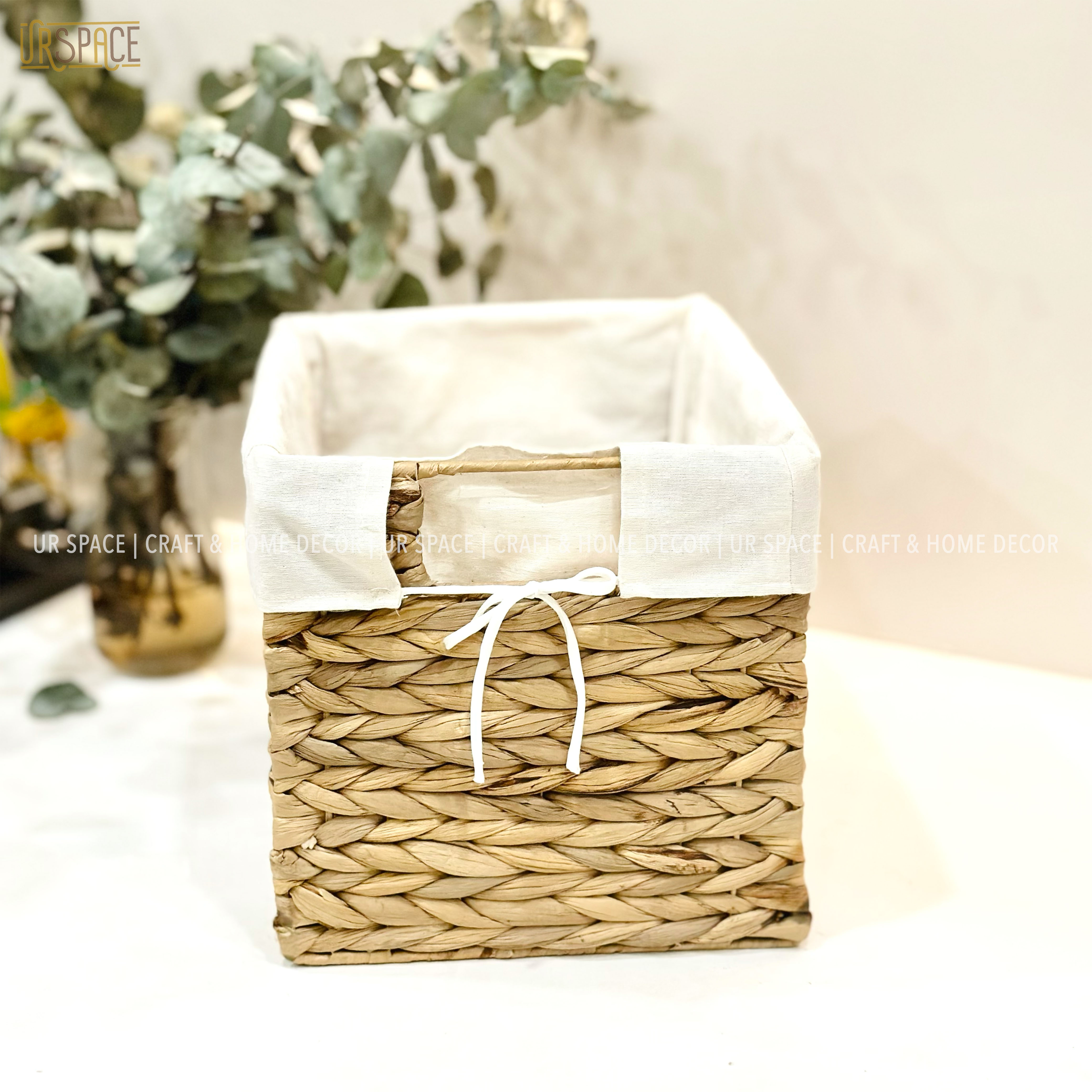 Sọt lục bình đựng đồ URSPACE hình chữ nhật trang trí decor sắp xếp không gian / RECTANGLE HYACINTH FOLDING BASKET