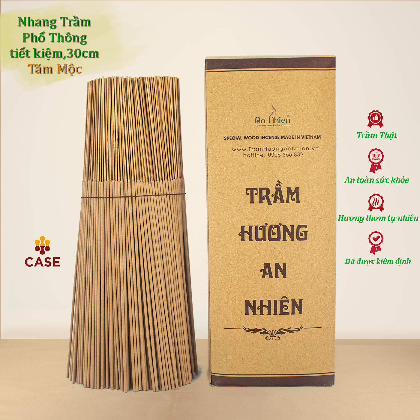 Nhang Trầm Hương An Nhiên Phổ Thông Hộp Lớn Tiết Kiệm, Hương, Nhang Thờ Cúng Sạch Thơm An Toàn, PT825 Dài 30cm, 825 Que