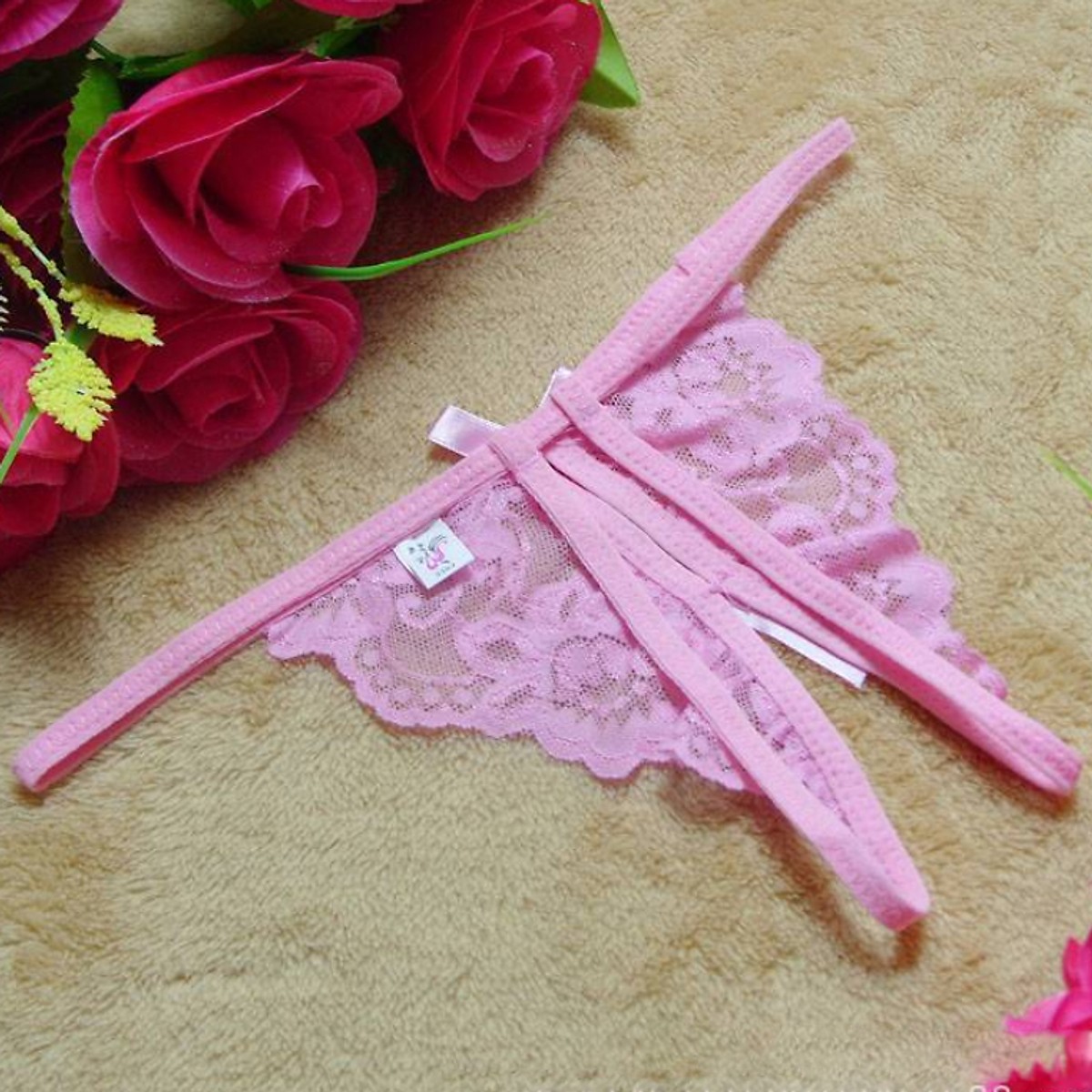 Quần ren cạp dây nữ kiểu sexy gợi cảm - Màu hồng