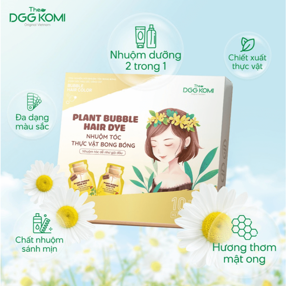 [Hộp 10 gói x 30ml] Nhuộm tóc bong bóng mật ong DGGKOMI nhuộm màu thời trang lên màu chuẩn salon