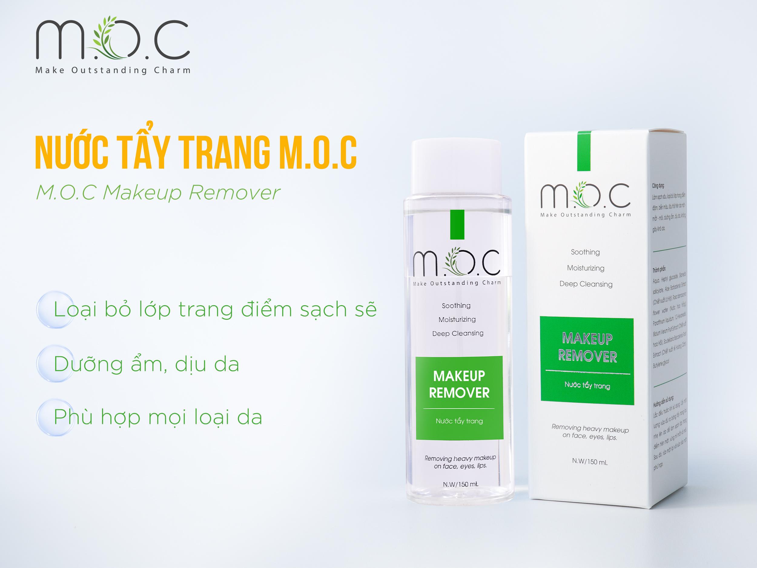 Nước Tẩy Trang M.O.C - Tẩy trang vùng mắt, môi, loại bỏ lớp trang điểm sạch sẽ, dưỡng ẩm, dịu da, phù hợp với mọi loại da