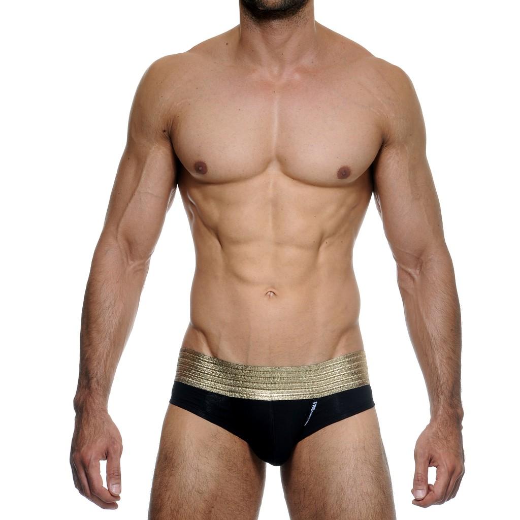 Quần lót nam tam giác STUD màu vàng/đen Men's Fashion Underwear Gold / Black U1044AJS22