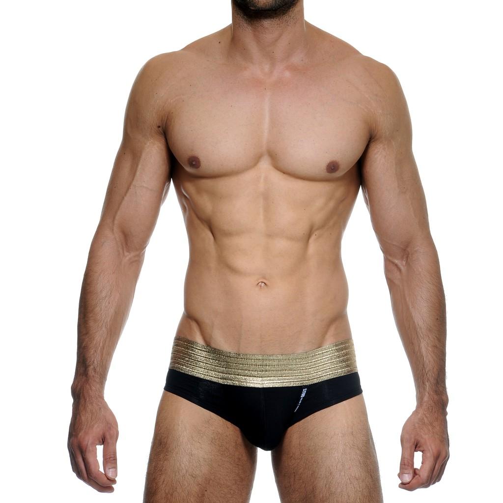 Quần lót nam tam giác STUD màu vàng/đen Men's Fashion Underwear Gold / Black U1044AJS22