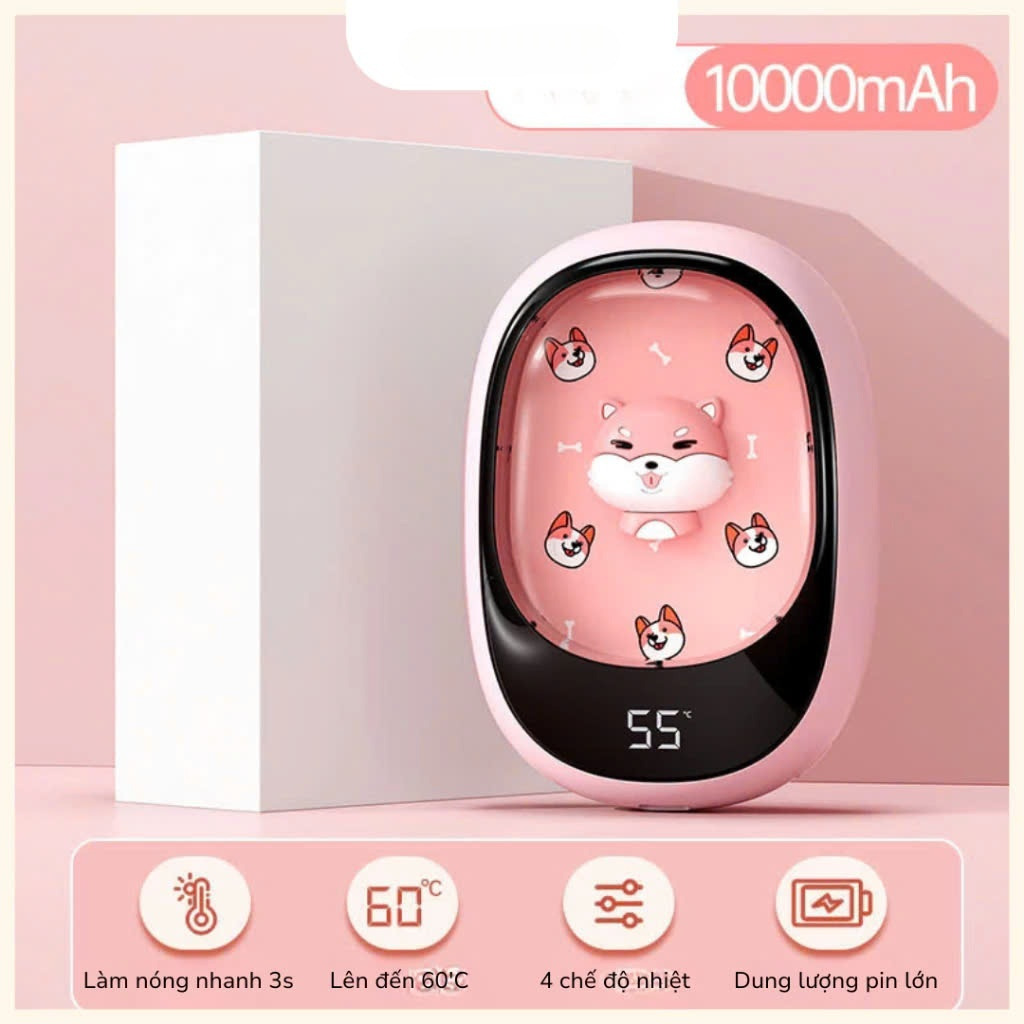Máy Sưởi Tay Mini Cầm Tay Kiêm Sạc Dự Phòng Làm Ấm Nhanh 8s 10000mAh Sạc USB Hiển Thị Đèn Led % Pin Và 4 Mức Độ Nhiệt Tùy Chỉnh Chế Độ Tiện Dụng Văn Phòng Du Lịch Phượt Dã Ngoại – Hàng Nhập Khẩu
