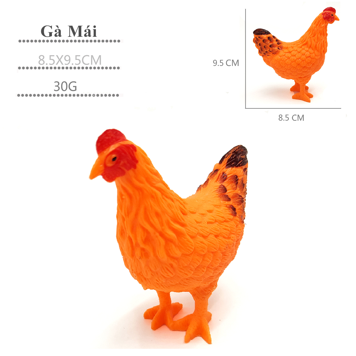 Đồ chơi Con Gà Mái (Hen) nhựa 9.5x8.5 cm cho bé - mô hình trang trại gia cầm Chicken