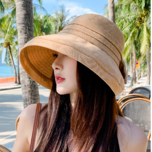 Mũ rộng vành chống nắng gắn nơ phong cách Hàn, nón nữ thời trang