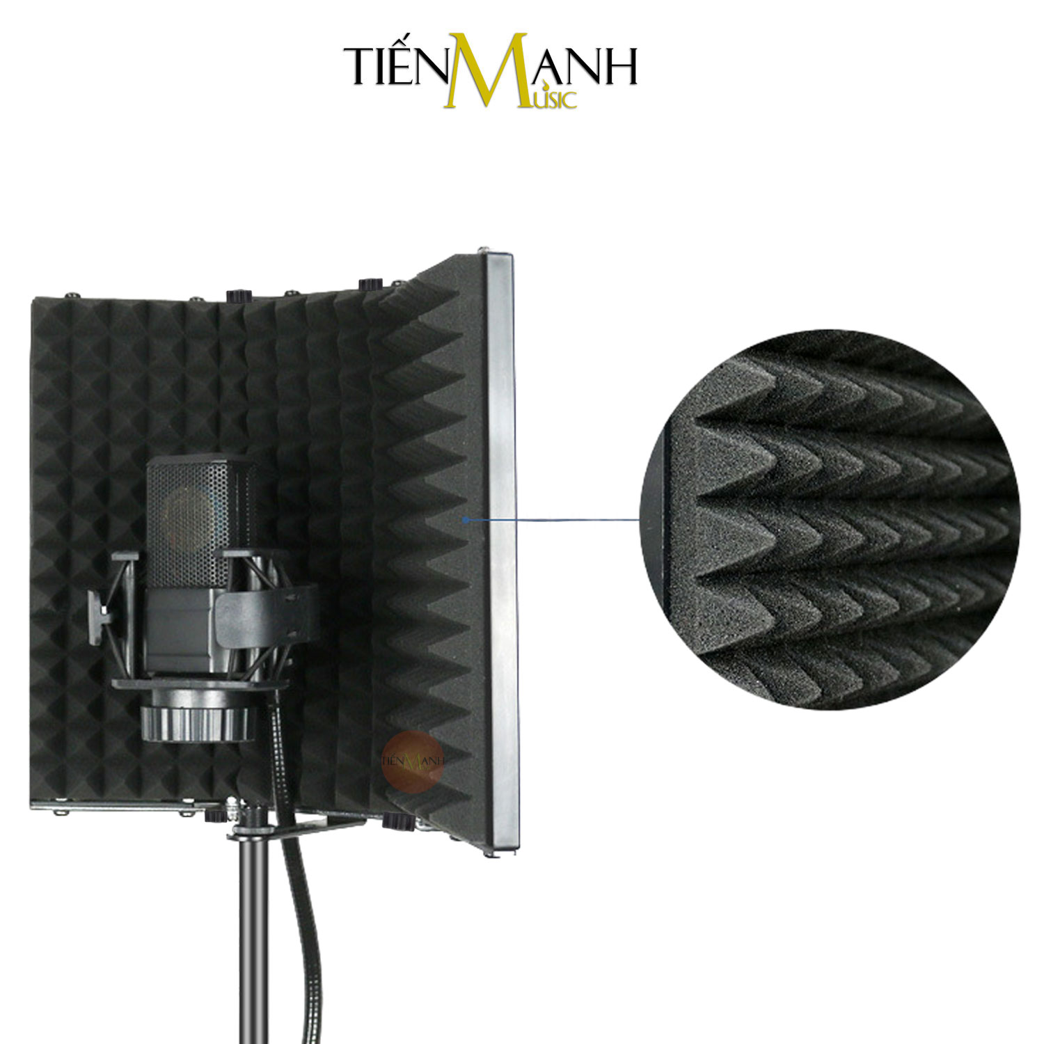 Màng Vách Chắn Tiêu Âm Cho Micro Phòng Thu Loại 3 Cánh Dr.Mic SIC-03N Mic Vocal Booth Màn Tấm Khung Vành Chống Dội, Vang, Tiếng Ồn Hàng Chính Hãng - Kèm Móng Gẩy DreamMaker