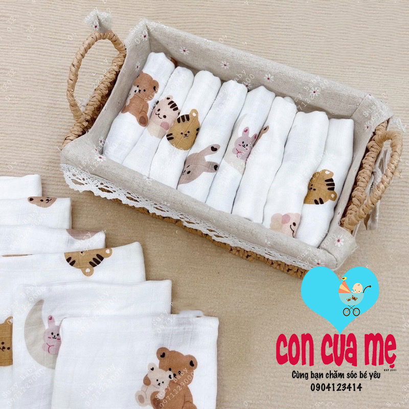 Túi 6 khăn sữa sợi tre 4 lớp xuất Hàn Quốc cho bé siêu xinh siêu mềm siêu thấm Bamboo Gauze Handkerchief