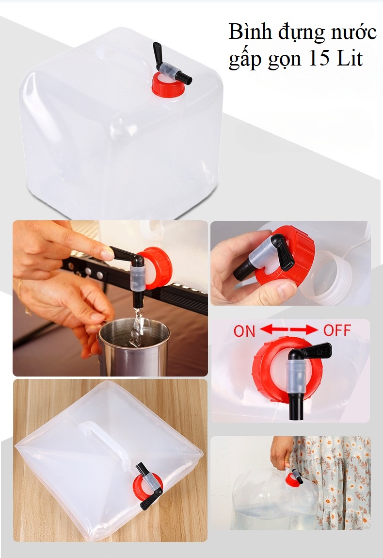 Bình đựng nước gấp gọn, bình chứa nước 10 lít cắm trại dã ngoại du lịch