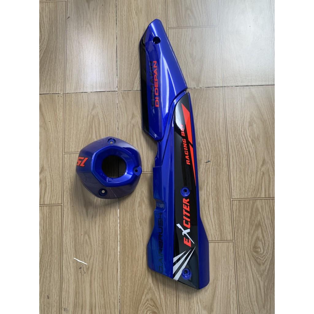 Ốp pô và chụp đích pô xe exciter 155 màu xanh tem đen