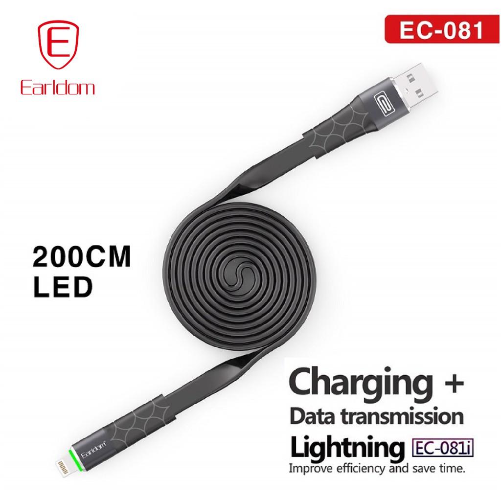 Cáp sạc nhanh 3A có đèn LED Earldom EC-081- Hàng chính hãng