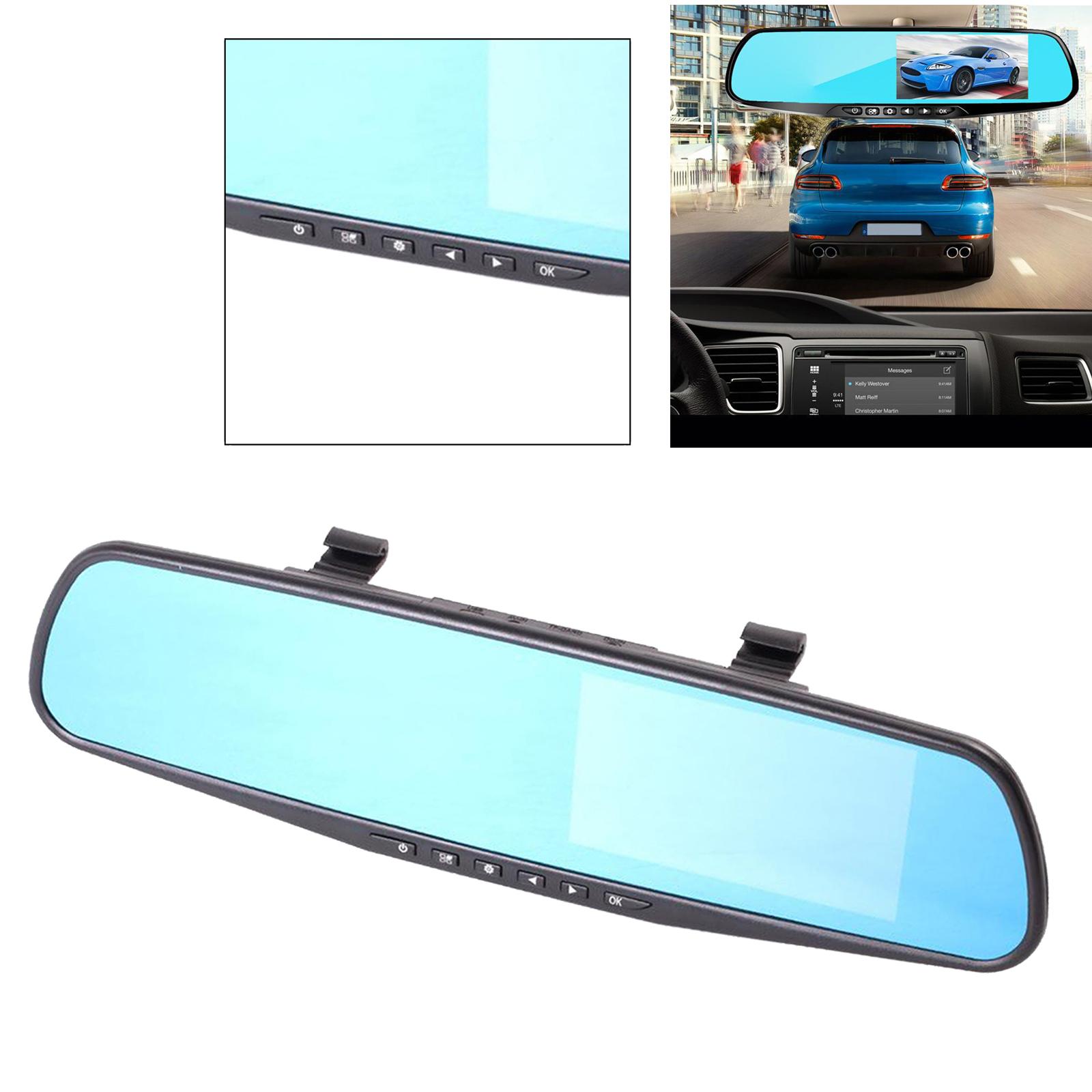 4.3 Inch Display HD Car 1080P Dash DVR Rearview Mirror Backup Camera Super Night Vision