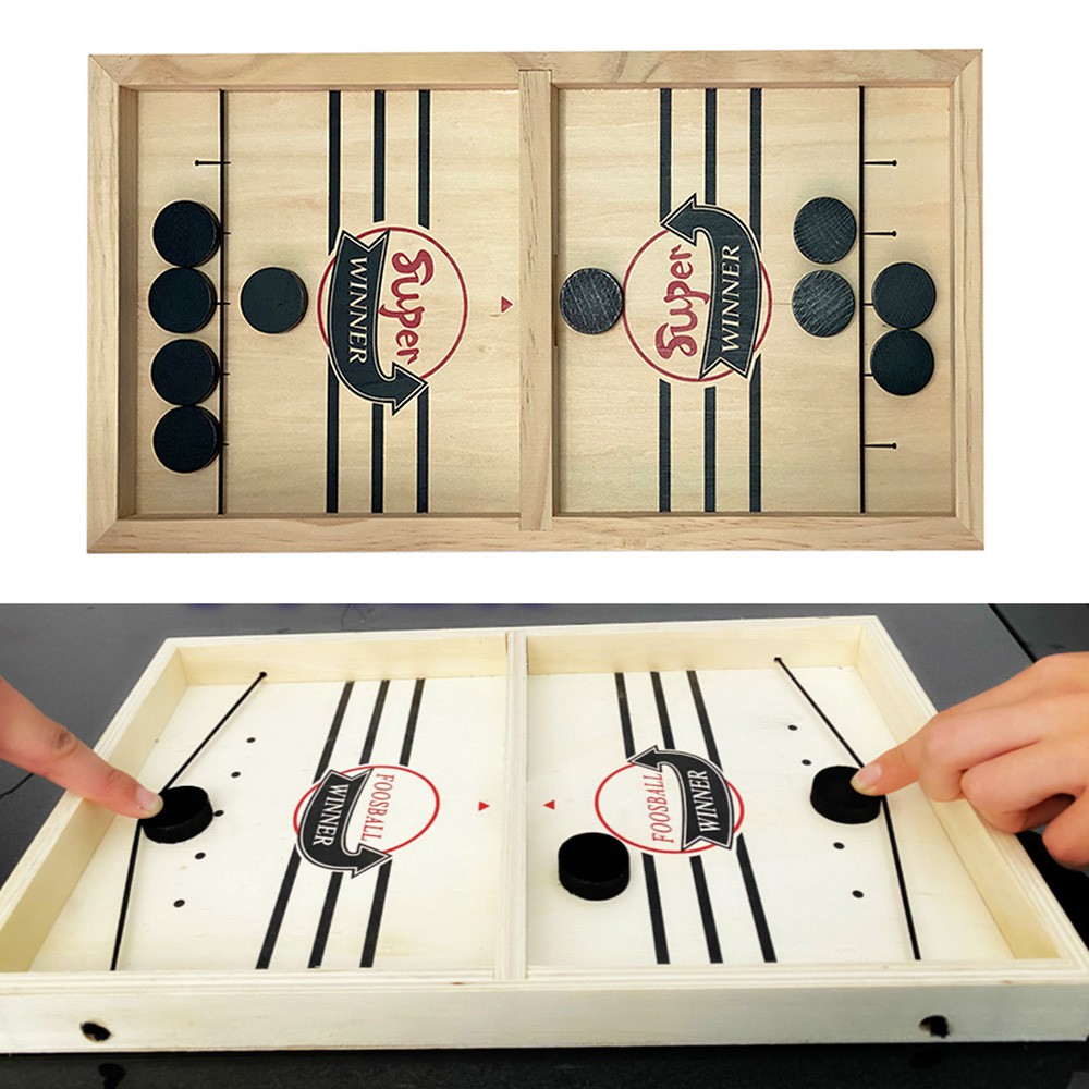 Bộ Cờ Búng Bàn Đấu Ice Hockey Bằng Gỗ - Chọn Size -  Foosball Winner, Sling Puck - Bắn Bi Gỗ Xuyên Lỗ Chính Hãng