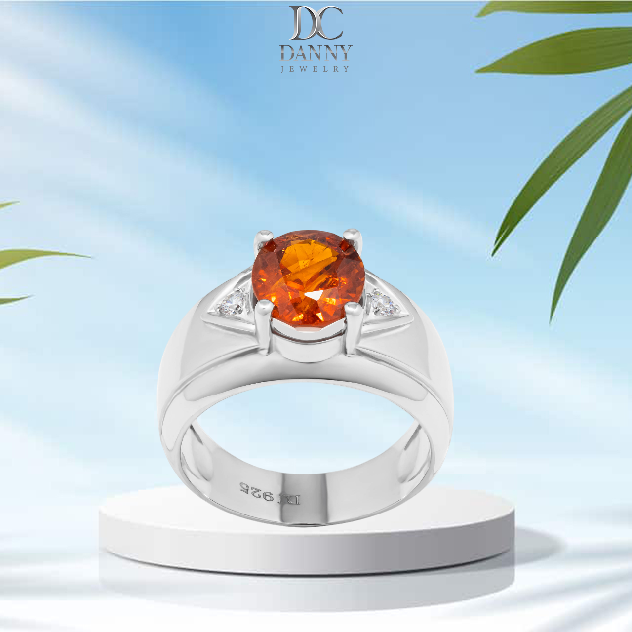 Nhẫn Nam Danny Jewelry Bạc 925 Đá Chủ Garnet Xi Rhodium SP7225100022