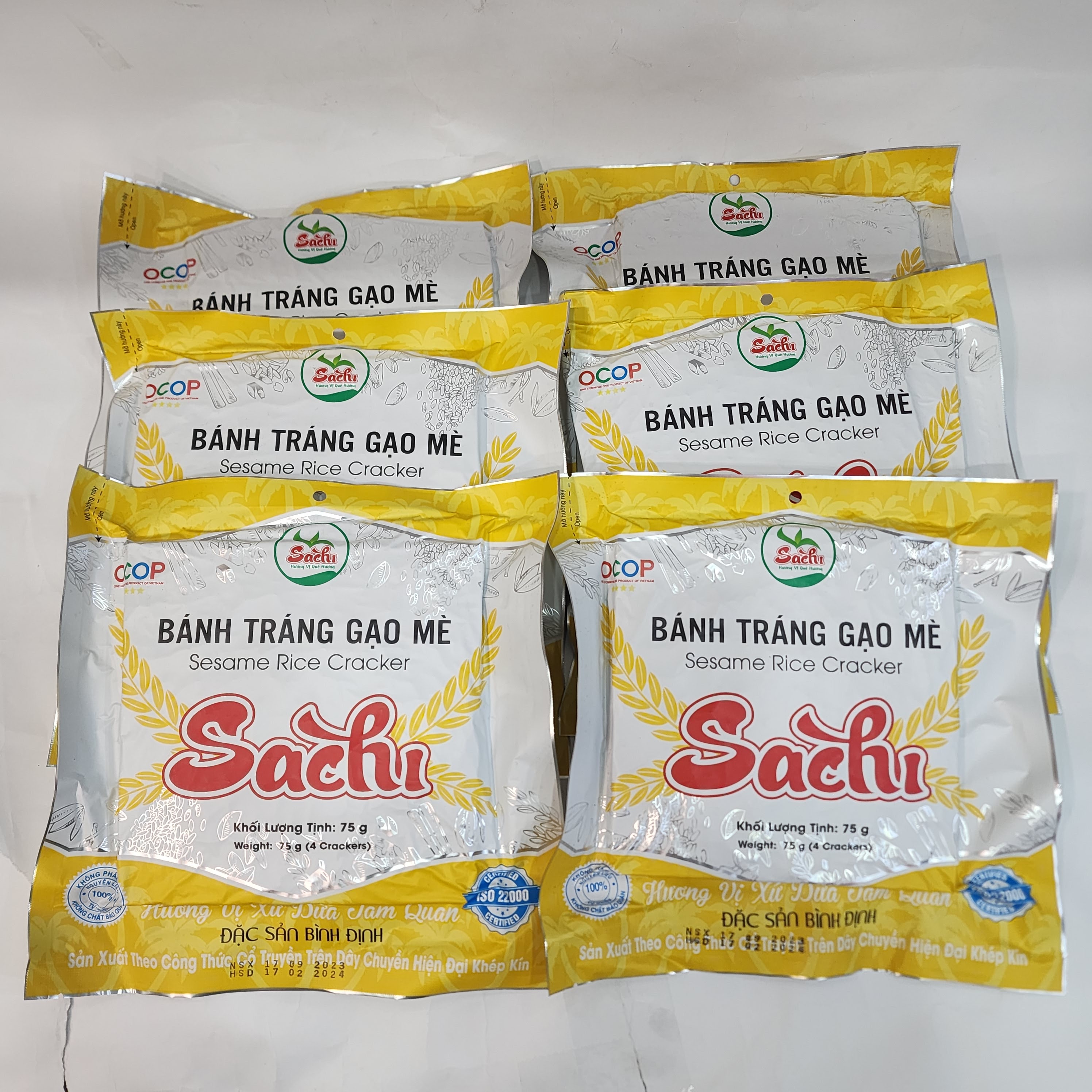 Đặc Sản Nha Trang-Bánh Tráng Gạo Mè Nướng Sẵn Sachi Seavy Gói 75g