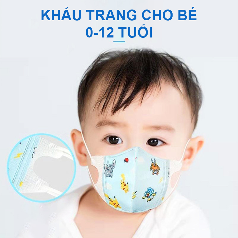 Khẩu trang cho bé, Khẩu trang trẻ em bé trai và bé gái nhiều họa tiết 0-12 tuổi bảo vệ đường hô hấp cho bé – SM017