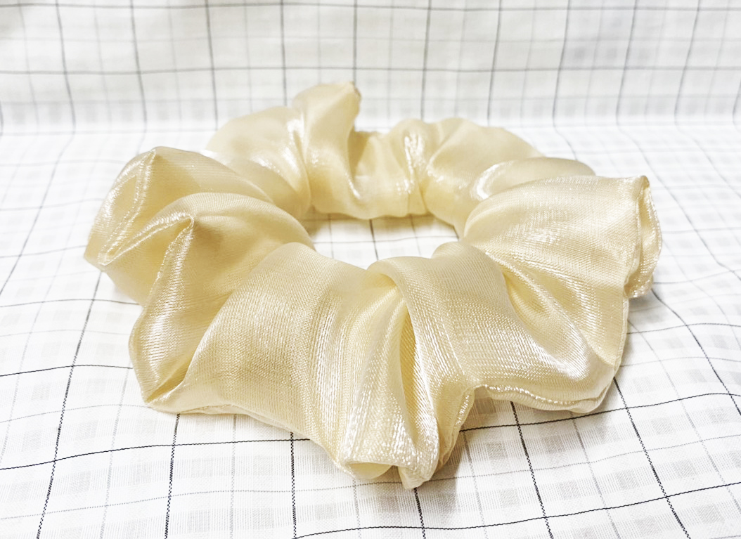 Dây cột tóc scrunchies mẫu mới màu nâu vàng ánh kim - cột tóc màu hot