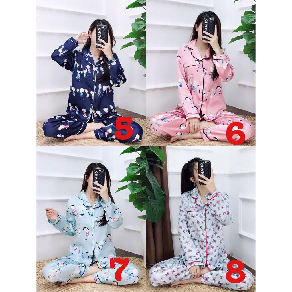 Bộ Pijama lụa dài tay Thu đông xinh xắn