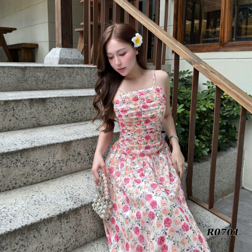 Đầm Maxi Ruzimay hai dây xếp ly ngực Dáng Dài R0700