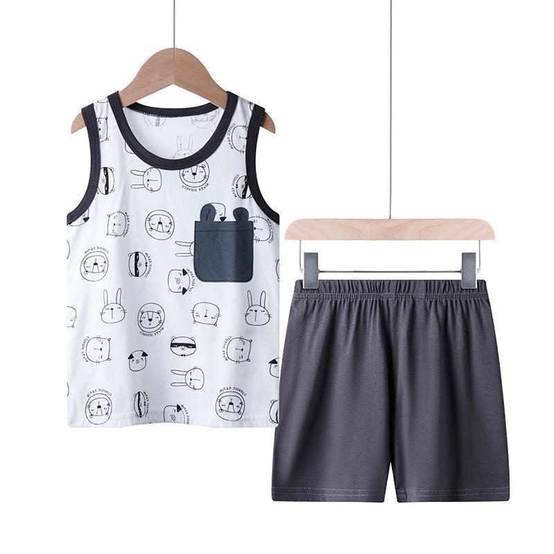 Bộ ba lỗ Quảng Châu cotton bé trai chất liệu cotton siêu mát, thấm hút mồ hôi size 11-21kg