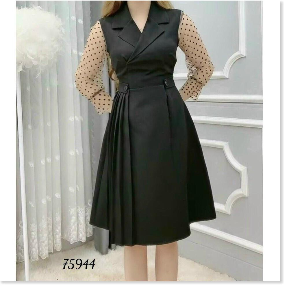 ĐẦM XÒE DỰ TIỆC TAY DÀI CHẤM BI
