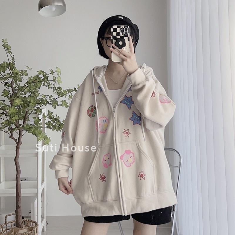 Áo Khoác Nỉ EATILEXD Icon Tim Form Unisex Nam Nữ Nón 2 Lớp Nỉ Bông, o Khoác Hoodie Zip 3 Màu Nam Nữ Ulzzang Unisex - Áo khoác nỉ mũ form rộng nỉ bông dày dặn cotton mềm mịn