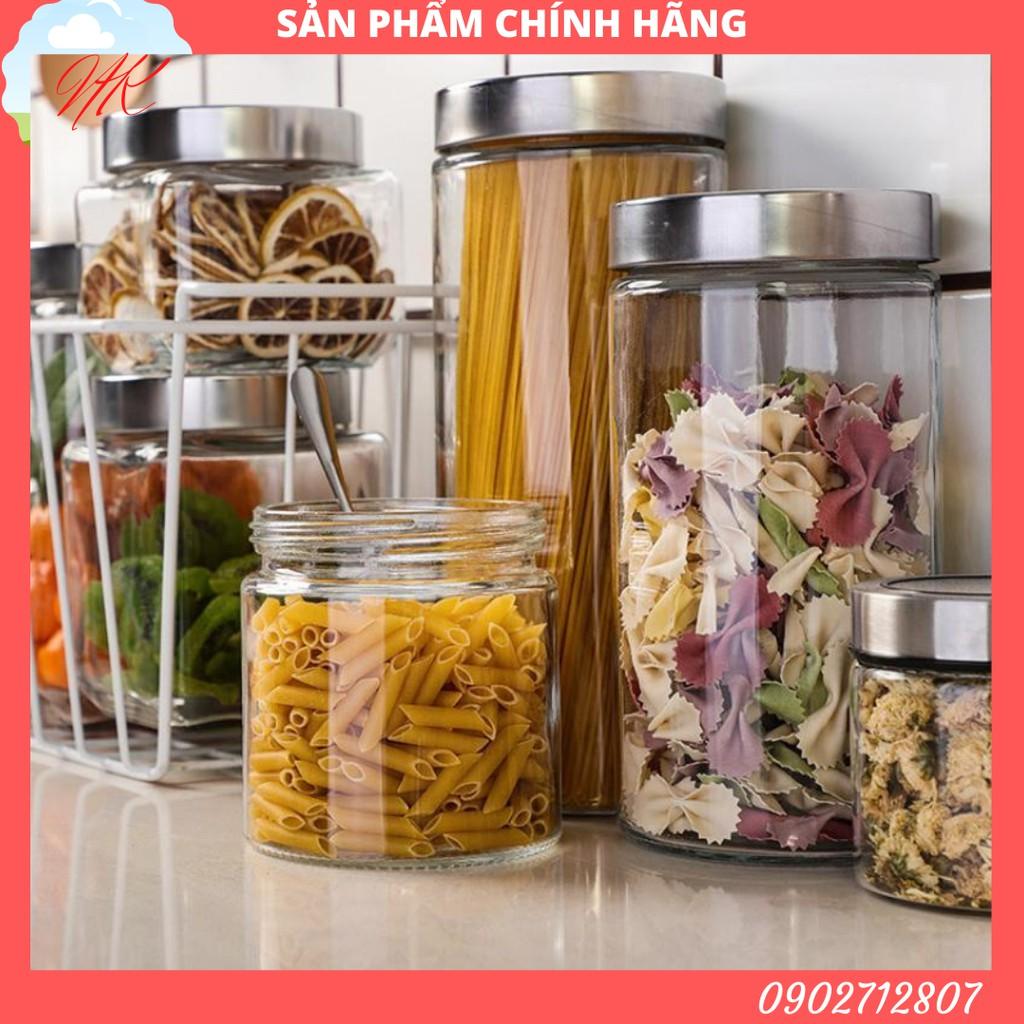 Hũ thủy tinh tròn nắp vặn inox Sapata 750ml - 1.1L- 1.6L