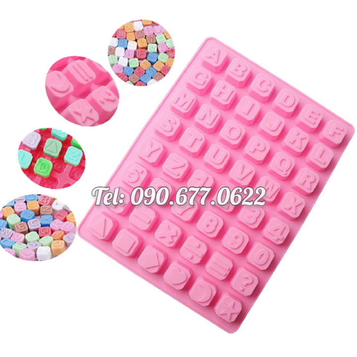 Khuôn silicone làm bánh, rau câu, socola 24 chữ cái, 10 số, ký tự - Mã số 1136
