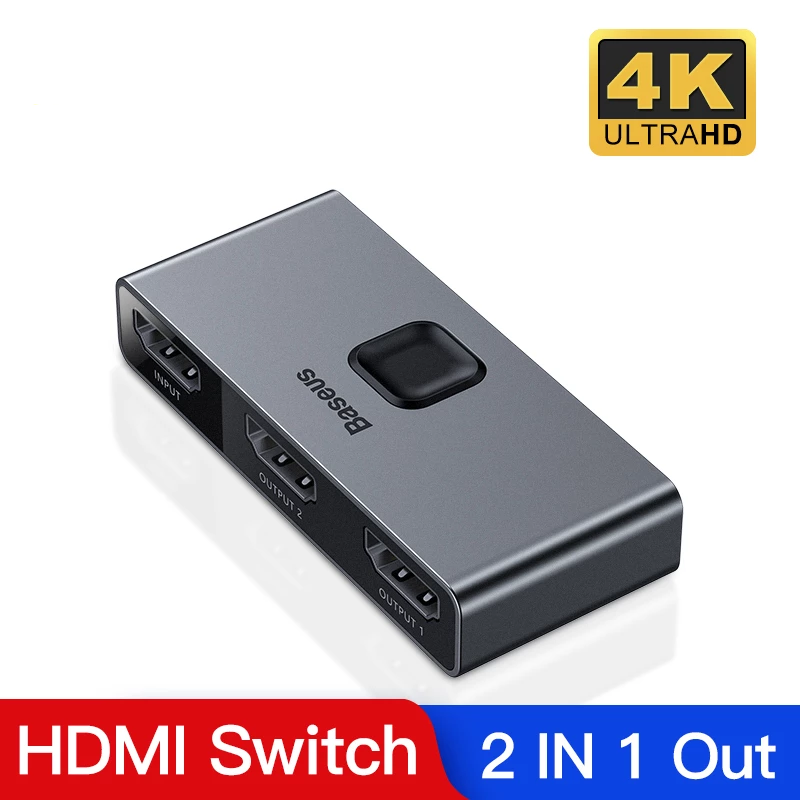 Hub thiết bị chia cổng HDMI 2 chiều hỗ trợ trình chiếu chuẩn 4K hiệu Baseus Matrix HDMI Splitter cho Macbook / Laptop (2 đầu vào ra 1 màn hình, 1 đầu vào ra 2 màn hình) - hàng nhập khẩu