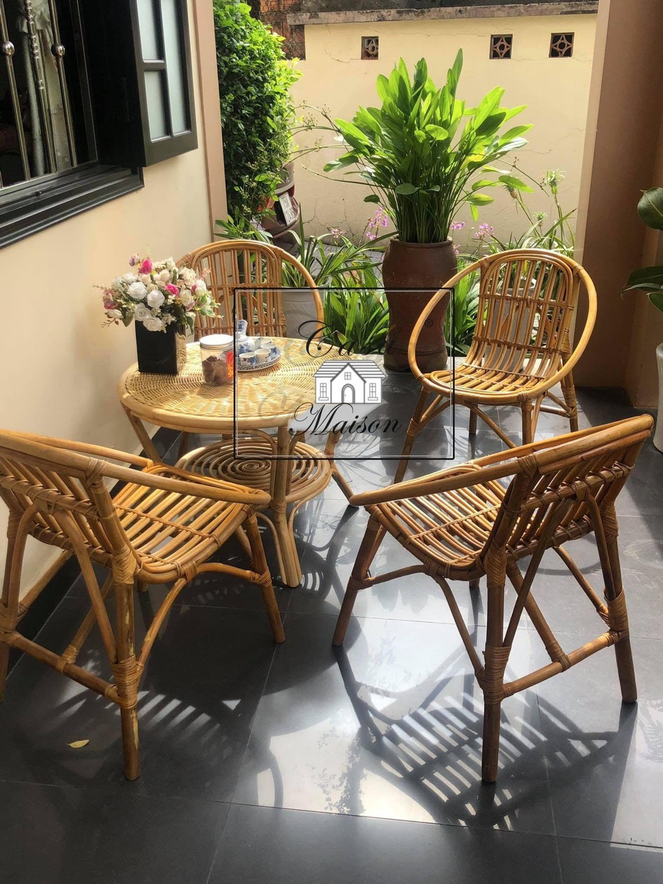 Bộ bàn ghế mây sò CaSa Mai Son