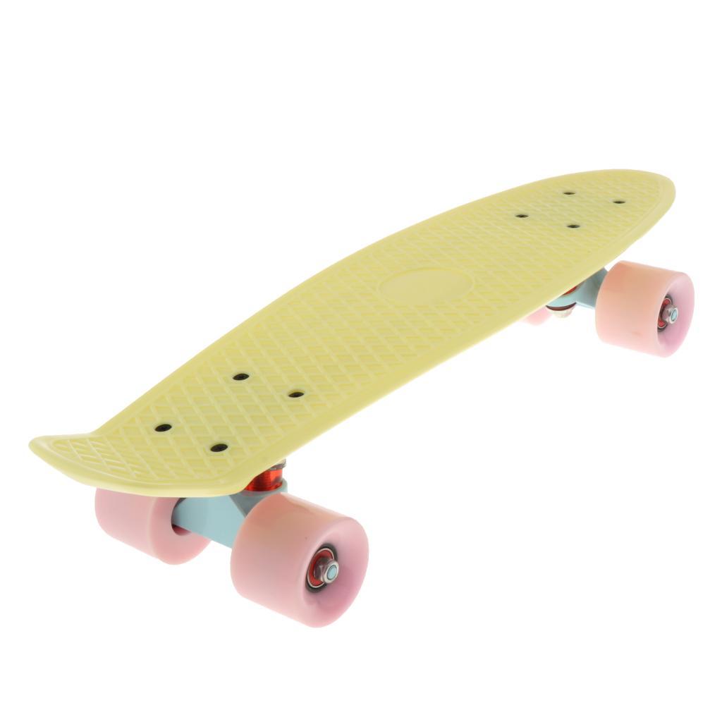 Complete Cruiser Skateboards Skate Board Mini 22 Inch Highly Flexible Plastic Longboard Decks for Beginners Kids Professional with PU Wheels