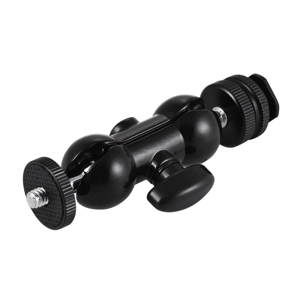 Multi-Function Double Ballhead Bracket Arm Ballhead with Cold Shoe Mount 1/4