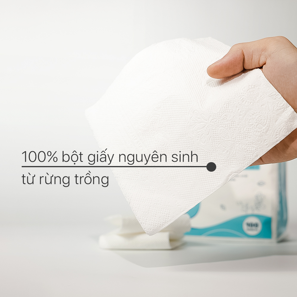 Khăn giấy ăn khăn giấy khô cao cấp Ecotissue Napkins Paper gói 100 tờ thấm hút tốt mềm mịn an toàn sạch sẽ