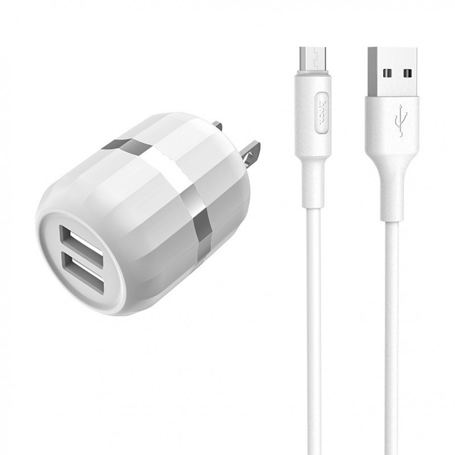 Củ Sạc Tự Cân Bằng Dòng Sạc Hoco C41 kèm cáp sạc Micro USB - Hàng Chính Hãng