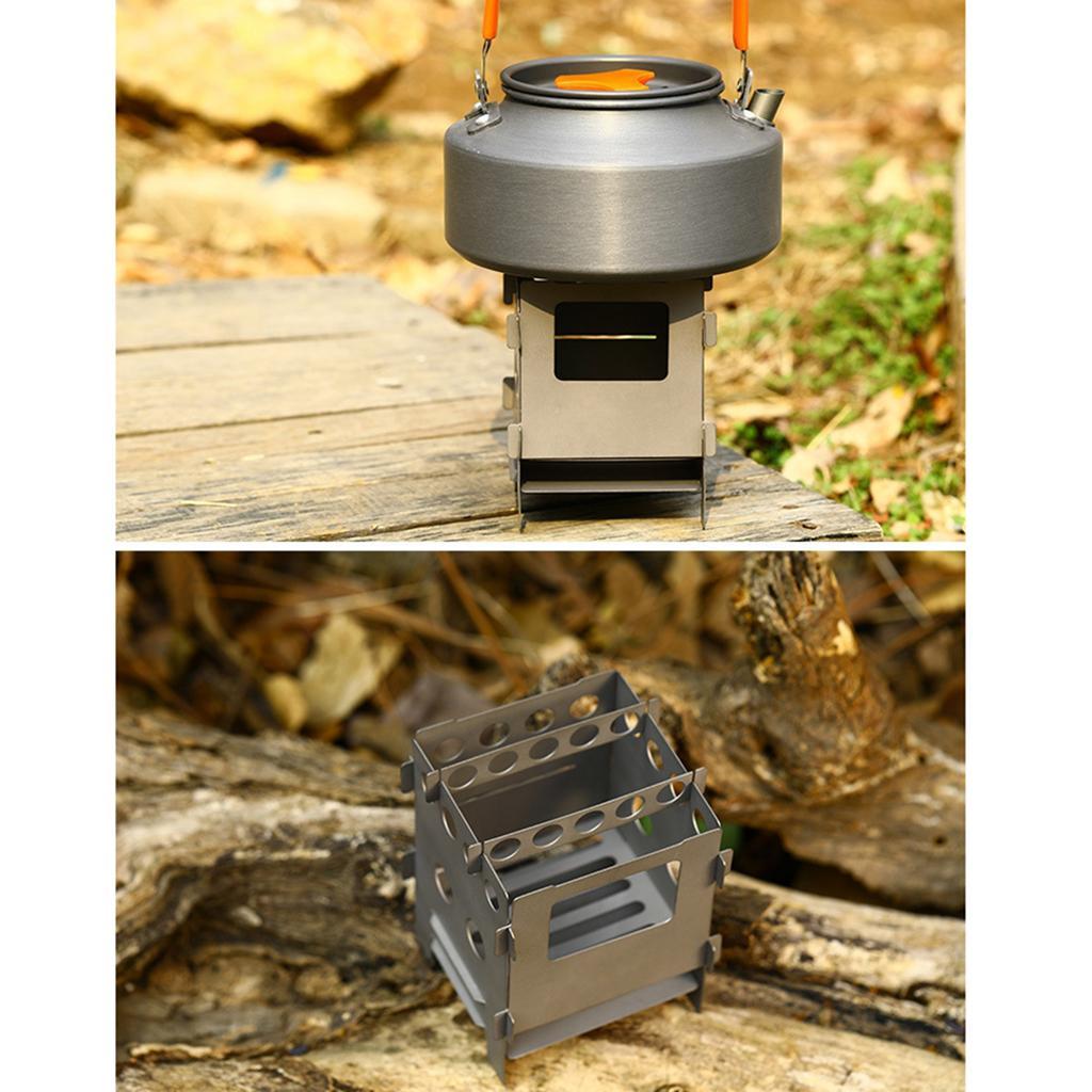 Ultra-light Outdoor Cooking Pocket Stove Backpacking Camping Folding Wood Stove Stainless Steel/ Titanium Materials